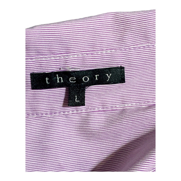 Theory purple striped button down shirt size large - Picture 4 of 6
